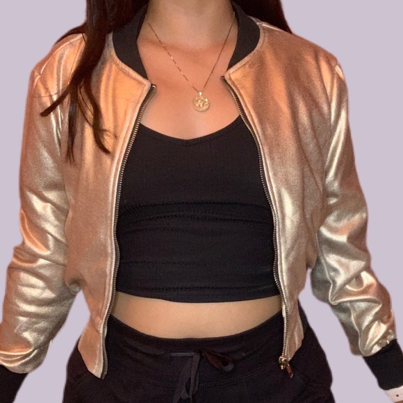 rose gold bomber jacket plus size
